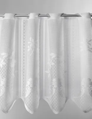 Produktbild von Gardinen Kranzusch Scheibengardine Jacquard Blumenmuster  45x630 cm H/B weiß  Bistrogardine Vorhang Küche 1er Pack