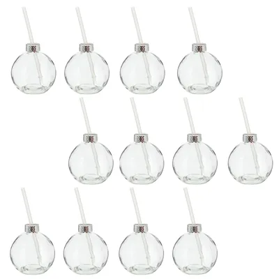 Immagine prodotto di Novaliv 12x tazze vin brulè 400 ml Tazza natalizia personalizzata con cannuccia - palla di Natale come tazza per vin brulè - tazza con motivo palla di Natale Albero di Natale tazza di Natale tazza scaldamani