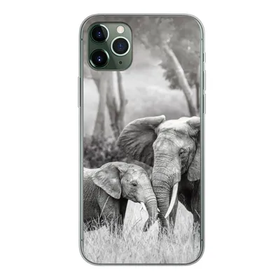 Produktbild von MuchoWow® Handyhülle Schutzhülle Hülle für iPhone 11 Pro Max Elefant - Tiere - Natur - Schwarz und weiß Silikon Softcase Handy Hülle - Schutz