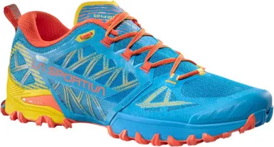 A single trail running shoe shown from a side-diagonal angle against a white background.