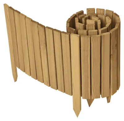 Produktbild von Garronda Beeteinfassung Holz Rollzaun Gartenzaun imprägniert Flexibler Rollborder Rasenkante  Länge: 200 cm (Hellbraun, Höhe: 40 cm)