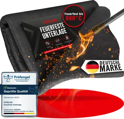 Produktbild von ATHELON® Feuerfeste Unterlage [1x1 m] aus Carbonfilz [feuerfest bis 980°C] für Outdoor & Indoor