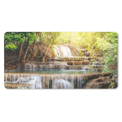 Produktbild von MuchoWow® Schreibtischunterlage Sonne - Wasserfall - Landschaft 80x40 cm - XXL Mauspad - Gaming Mauspad