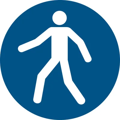 Produktbild von Gebotszeichen 'Fußgängerweg benutzen' (M024), gem ASR A1.3 (DIN EN ISO 7010) Schild Kunststoff 20cm 1 Stück