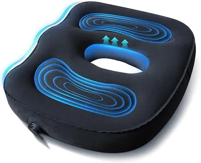 Produktbild von PolkaHome® Aufblasbares orthopädisches Sitzkissen für Büro, Coccyx-Kissen gegen Hämorrhoiden, ergonomische Sitzerhöhung für langes