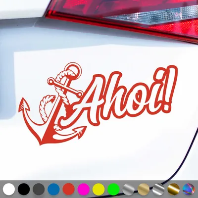 Produktbild von PantherPixel Ahoi Aufkleber Anker Seemannsgruß Moin Nordsee Ostsee Sticker Auto Geschenkidee Farbe Rot