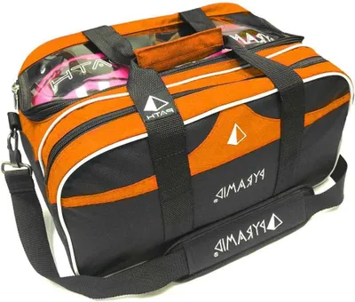Productafbeelding van Bowling Tas - Dubbele Bal Tas - Bowling Accessoires - Transparante Top - Houdt schoenen t/m maat 15 - Zwart Oranje