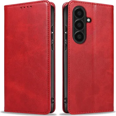 Produktbild von Handyhülle für Samsung Galaxy A57 5G Kunstleder Flip Cover Hülle Handytasche Case Kartenfach Farbe: Rot