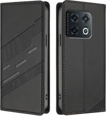 Immagine prodotto di Custodia per OnePlus 10 Pro, custodia a portafoglio in Finto cuoio con slot per schede e funzione stand Schwarz