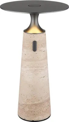Produktbild von Globo Travertin LED Tischleuchte 3W Warmweiß Grau, Travertine Stein Memoryfunktion Ø20cm 21051