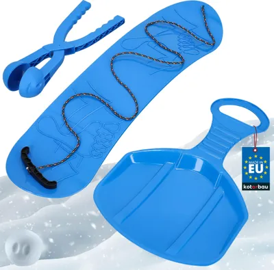 Produktbild von KOTARBAU® Spielset Snowboard Schneeballzange Poporutscher für Kinder Spielset für den Schnee Rutschbahn Snowboard Schneeballautomat Blau