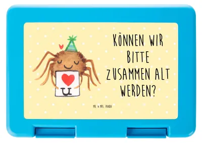 Produktbild von Mr. & Mrs. Panda Bento Box Spinne Agathe Brief - Gelb Pastell - Geschenk, Brot Aufbewahrungsbox, Treuetest, Bentobox, Lunchbox, Heiratsantrag, Liebespaar, Meal Prep