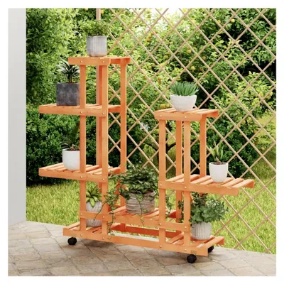 Produktbild von Blumenständer für Rasen und Garten mit Rollen 95x25x101cm aus Tannenholz