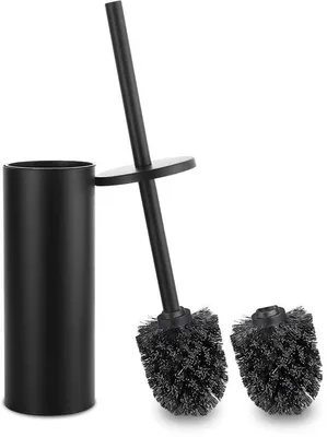Produktbild von Schwarze Badewannen-Bürsten mit Haken, inklusive zweier Bürstenköpfe, Toiletten-Bürste mit Haltbarkeit.