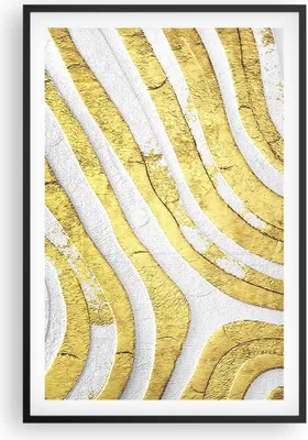 Produktbild von Gerahmtes Poster - Schwarzer Rahmen - Abstraktion Gold Weiß - 61x91,5 cm - Wand Bild - Wanddeko - Wandbilder - Kunstposter - Wandposter - Bilderrahmen - Bilder - Kunstdruck - P2BPA61x91-4511