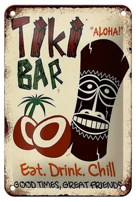 Produktbild von Blechschild Spruch 12x18cm TIKI Bar Aloha eat drink chill