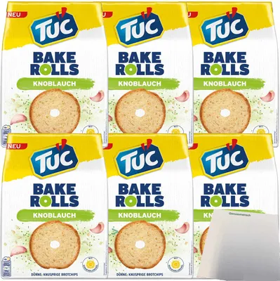 Produktbild von TUC Bake Rolls Brotchips Knoblauch 6er Pack (6x150g Packung) + usy Block