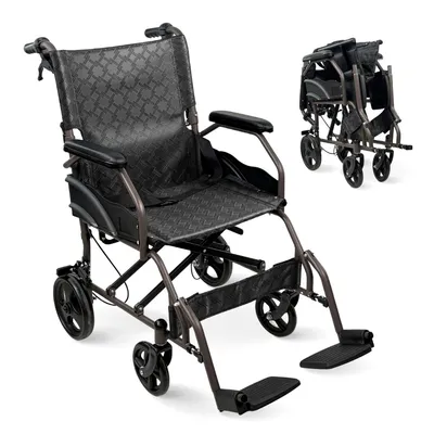 Immagine prodotto di Sedia a rotelle in acciaio Mobiclinic Ruota posteriore 8" Pieghevole e compatta Poggiapiedi pieghevoli Grigio Kefren