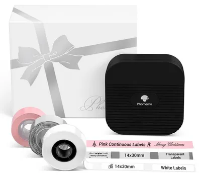 Produktbild von Bluetooth Etikettiergerät 203 dpi mit 3 Rollen Schwarz für Heim & Büro