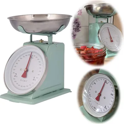 Produktbild von LS-LebenStil Vintage Küchenwaage Retro Leaf Manuelle Analoge Backwaage großes Ziffernblatt 1L Edelstahl Schüssel ohne Batterie / Strom Küche Waage