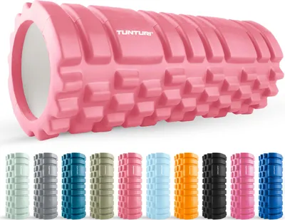 Produktbild von Tunturi Yoga Grid Foam Roller - fazienrolle rücken wirbelsäule - 33 cm lang in Rose Gold - fitness rolle - Rücken rolle - Inkl. e Fitness-App