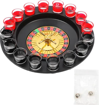 Produktbild von Trink-Schnapsglas-Drehteller-Spielset, endloser Partyspaß mit 16 Gläsern und 2 Metallkugeln