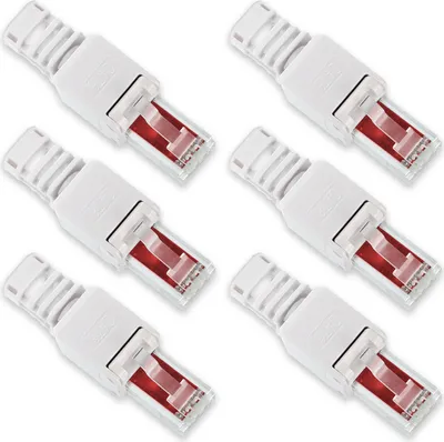 Produktbild von 6x Netzwerk Stecker RJ45 Cat6 Cat7 Cat5 LAN Kabel werkzeuglos Netzwerkstecker