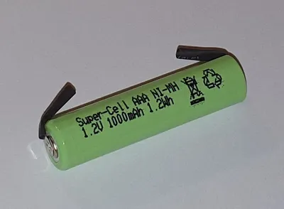 Produktbild von Einzel-Zelle Akku NiMH AAA 1,2V 1000mAh Ø43,5mm Super-Cell mit U Lötfahnen