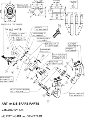 Image de Support de silencieux LeoVince, kit de fixation avec vis, référence OEM 308482601R, pour Yamaha R6