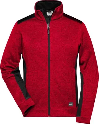 Produktbild von Pflegeleichte Strickfleece Jacke im Materialmix red-melange/black, Gr. M