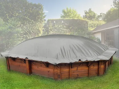 Obrázok produktu pre AirDeluxe® Nafukovací osemhranný kryt na bazén (420 cm x 420 cm, sivá RAL7038) plachta na bazén z plachty na nákladné autá 680 g/m² (1360 g/m²) - stabilný zimný kryt