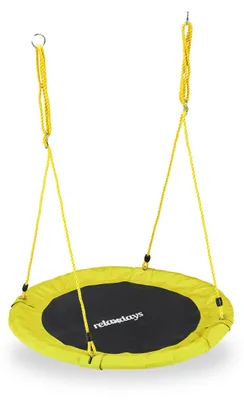 Produktbild von Relaxdays Nestschaukel, rund, für Kinder & Erwachsene, verstellbar, Ø 90 cm, Garten Tellerschaukel, bis 100 kg, gelb