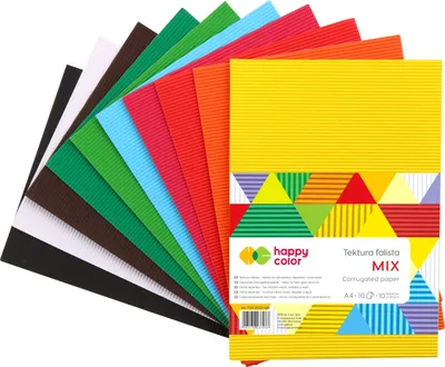 Zdjęcie produktu dla Tektura falista A4 10 ark MIX Happy Color