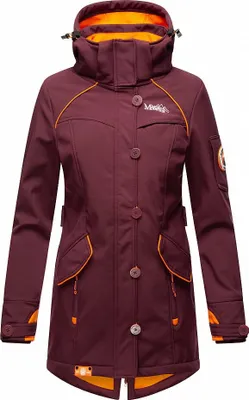 Produktbild von Marikoo Soulinaa Wasserdichte Damen Softshelljacke mit Kapuze Outdoor Jacke Regenjacke Regenmantel Wine Gr. 34 - XS