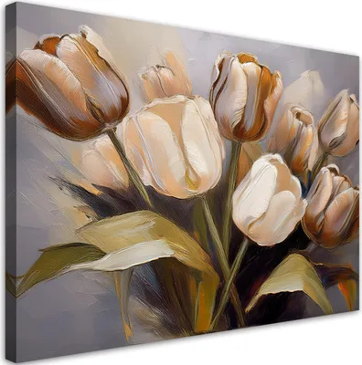 Obrázok produktu pre Obraz na plátne Béžová kytica tulipánov 90x60 Feeby Béžová obraz na stenu pripravené na zavesenie