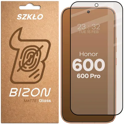 Produktbild von Mattes Hartglas für Honor 600 5G / 600 Pro 5G, Bizon Glass Matte, Schwarzer Rahmen