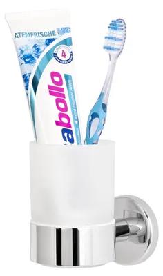 Immagine prodotto di bremermann serie bagno LUCENTE - Portabicchieri in vetro con supporto a parete, in acciaio inox cromato