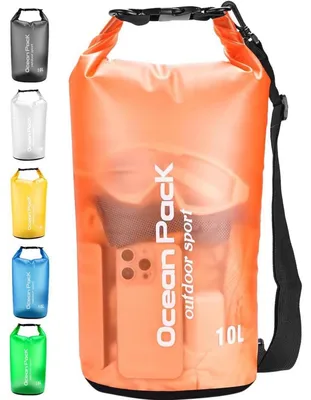 Obrázek produktu pro Voděodolná taška/vak o objemu 20 litrů, 10 litrů, 5 litrů, 2 litry s popruhem přes rameno, barva: oranžová