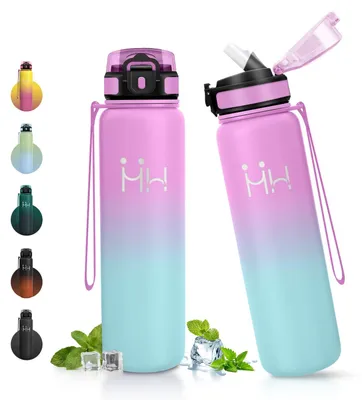 Productafbeelding van JAPORIA thermoskan 1 liter, drinkfles met rietje, roestvrijstalen drinkfles