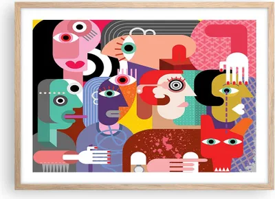 Produktbild von Gerahmtes Poster - Rahmen in heller Eiche - Abstraktion modern - 70x50 cm - Wand Bild - Wanddeko - Wandbilder - Wandposter - Bilderrahmen - Bilder - Kunstdruck - Wandbild - P2NAA70x50-3624