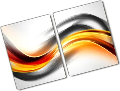 Produktbild von Tulup Glas Herdabdeckplatte - 2x40x52 cm - Glaskeramikkochfeld-Abdeckung Spritzschutz Glasabdeckplatte Kochplattenabdeckung und Schneidebrett - Zweiteilig - Kunst: modern & klassisch - Wellen Abstraktion - Gelb