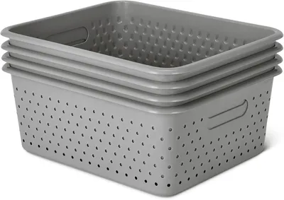 Obrázek produktu pro Úložné koše – stohovatelné plastové koše – bez BPA – šedé barvy