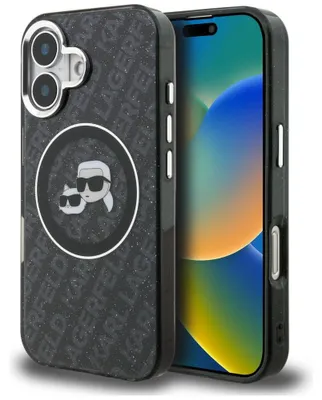 Zdjęcie produktu dla Etui Karl Lagerfeld IML Glitter Karl & Choupette Heads Logo MagSafe do iPhone 16 czarny