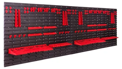 Imagen del producto de Sistema de almacenamiento modular para pared, 230 x 78 cm, con cajas apilables, ampliable, ideal para talleres