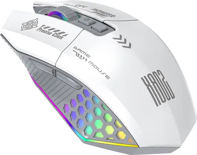 Produktbild von RGB Gaming Maus Wired/BT/2.4G 3 Modi Konnektivität mit ergonomischem Design für Computer Weiß Grau
