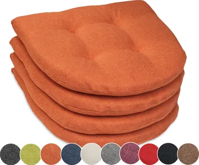 Produktbild von sunnypillow 4er Set Stuhlkissen 40x40 cm Polsterauflage 5cm dick Auflage für Stühle/Bänke in Haus und Garten Sitzkissen Sitzauflage Stuhlauflage Gartenkissen Esszimmerstuhl oder Küche  Orange