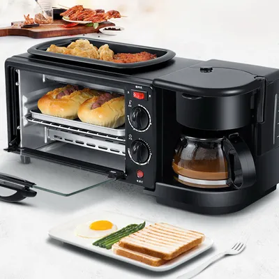 Produktbild von Frühstücks-Set 3-in-1-Frühstücksbereiter, Elektrische Frühstücksstation für zu Hause mit Kaffeemaschine, Toaster, Ofen und Bratpfanne