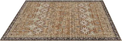 Image de Grand tapis 8 x 10 pieds Tapis antidérapant d'intérieur Vintage brun vert