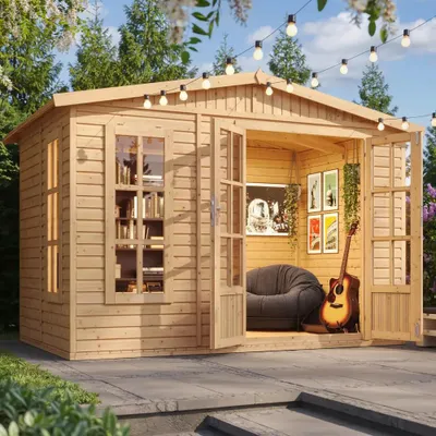 Image de Abri de jardin en bois 6 m2 - H232 x 332 x 222 cm - Abri de jardin en bois - Maison en bois Office dans le jardin - TIMBELA M334FB
