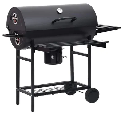 Productafbeelding van vidaXL Grillwagen met wielen en opbergruimte, zwart, staal, 115x85x95 cm